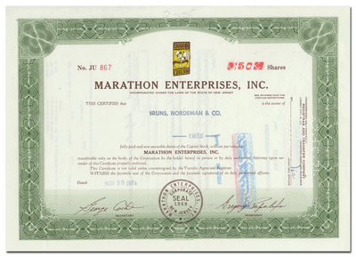Marathon Enterprises, Inc. Stock Certificate