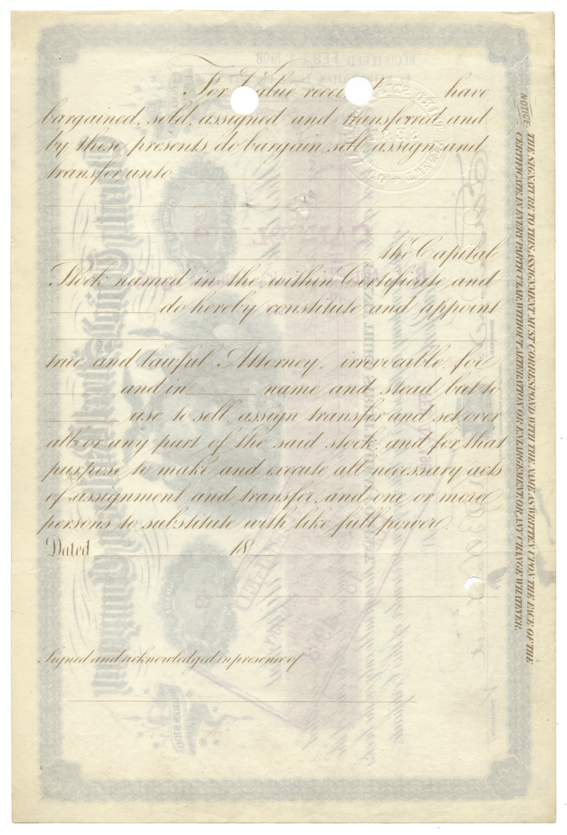Twenty Third Street Railway Company Stock Certificate
