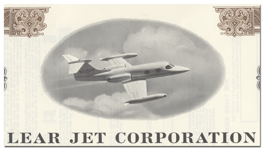 Lear Jet Corporation Specimen Bond Certificate