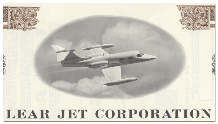 Lear Jet Corporation Specimen Bond Certificate