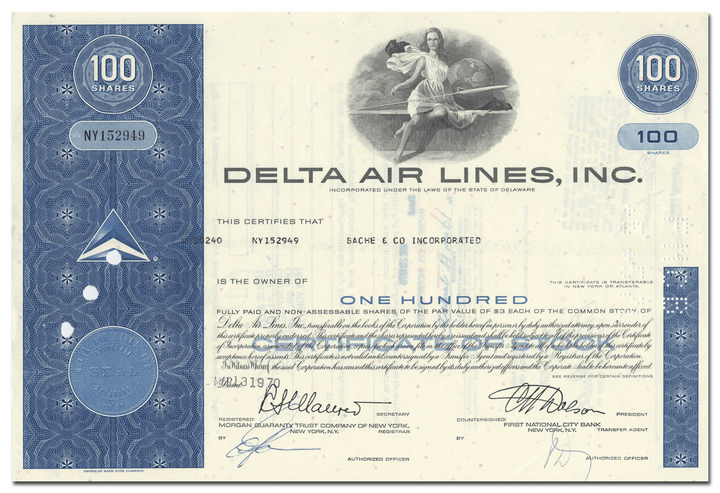 Delta Air Lines, Inc. Stock Certificate