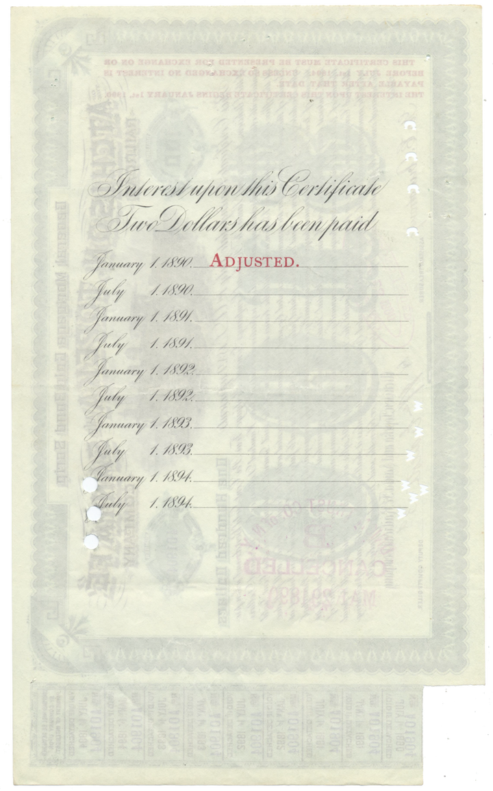 Atchison, Topeka and Santa Fe Railroad Company Bond Certificate