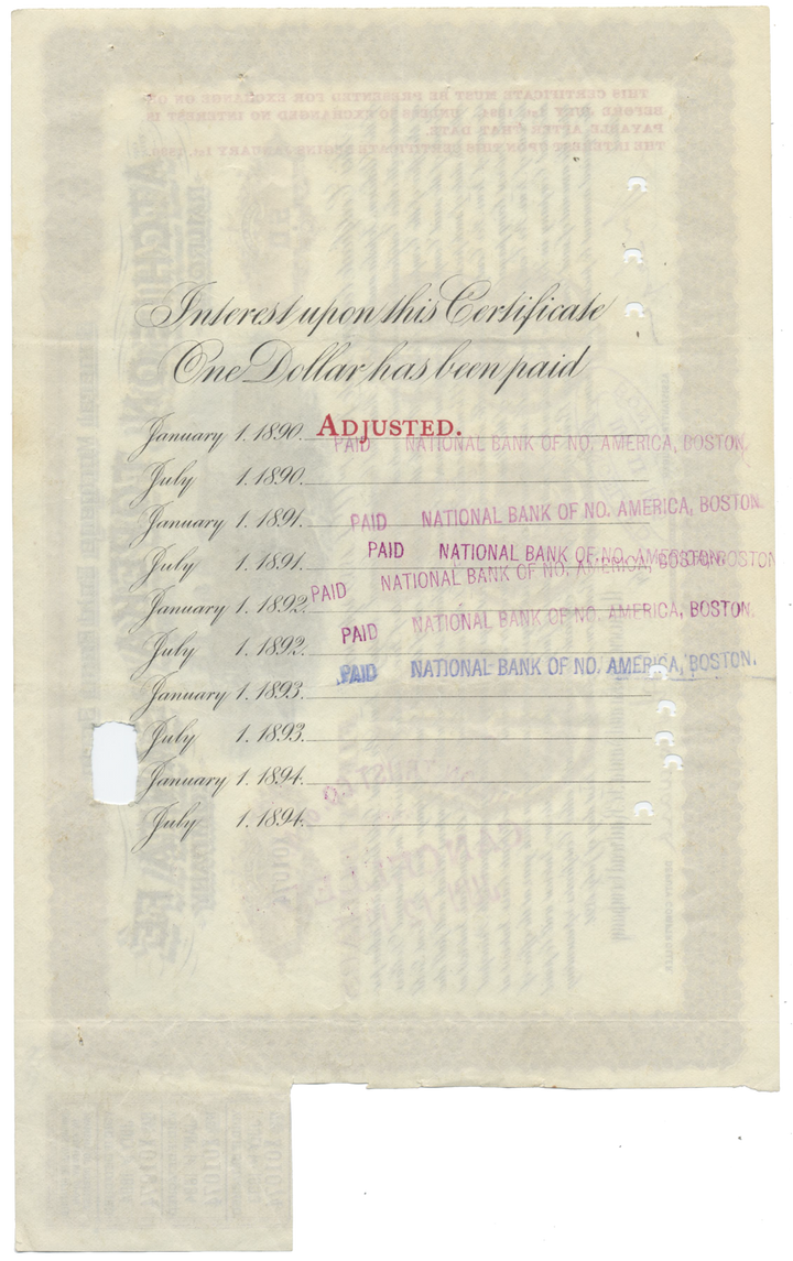 Atchison, Topeka and Santa Fe Railroad Company Bond Certificate