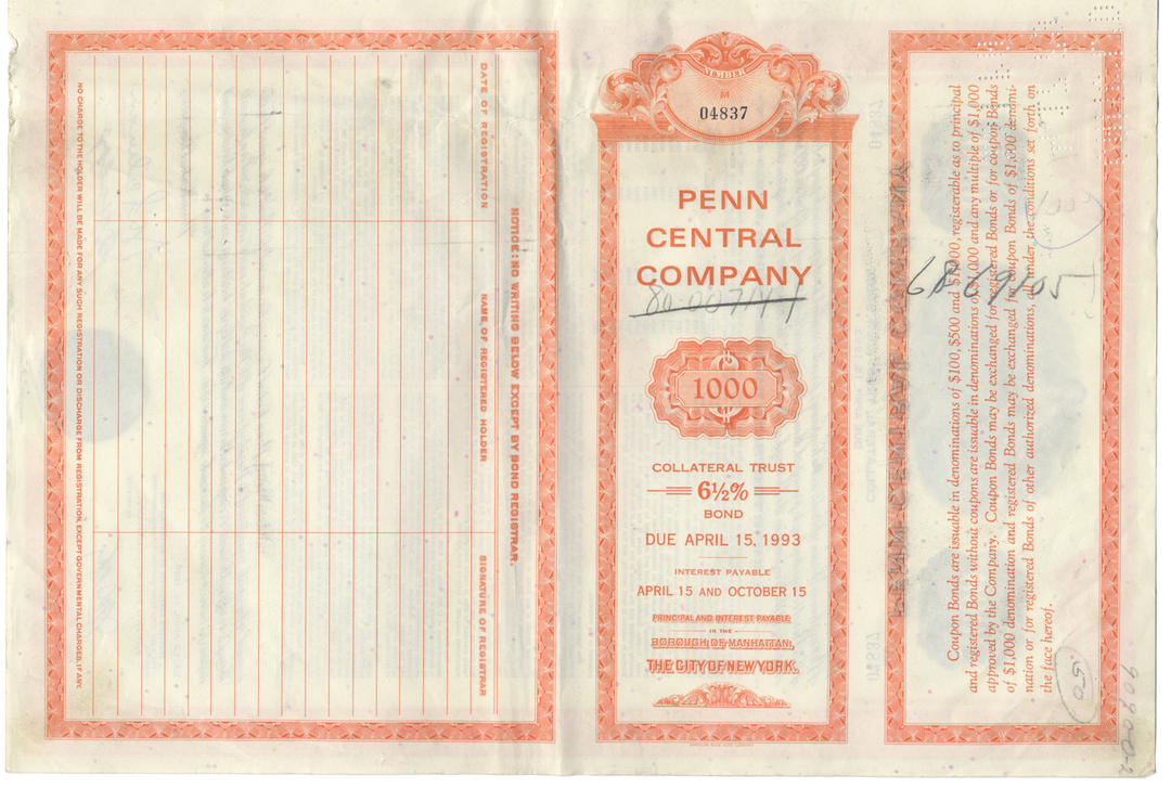 Penn Central Company Bond Certificate