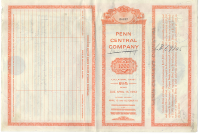 Penn Central Company Bond Certificate