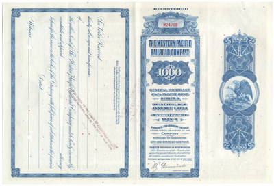 Western Pacific Railroad Company Bond Certificate