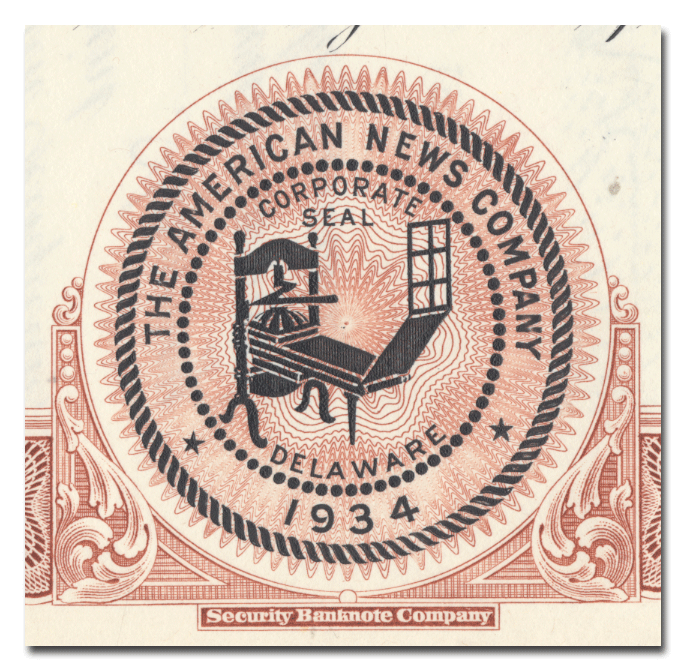 American News Company Stock Certificate