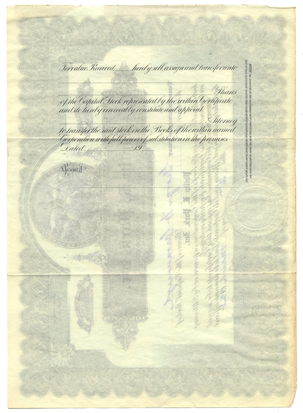 Philip R. Park, Inc. Stock Certificate