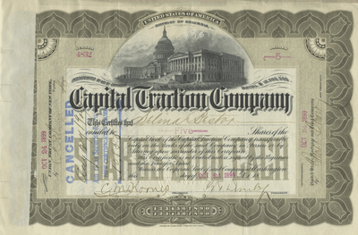 Capital Traction Company Stock Certificate