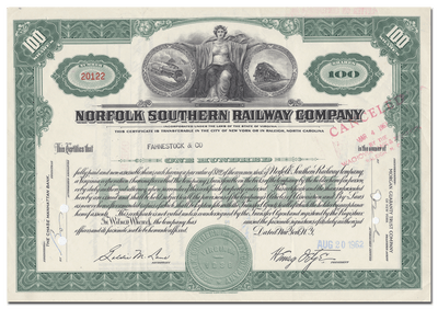 Norfolk Southern Railway Company Stock Certificate