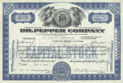 Dr. Pepper Company Stock Certificate