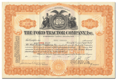 Ford Tractor Company, Inc. Stock Certificate