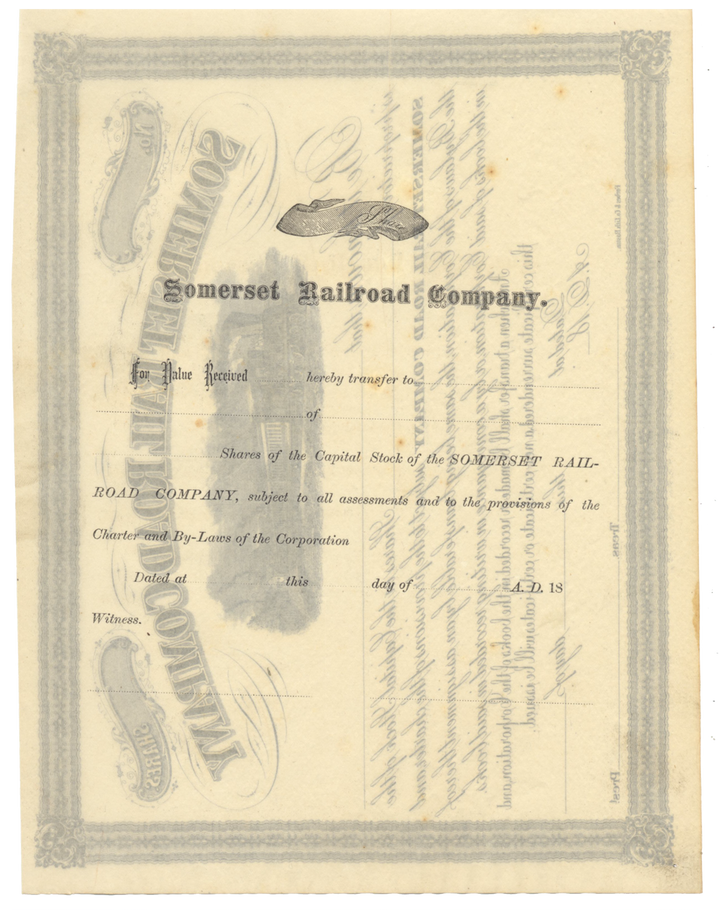 Somerset Rail Road Company Stock Certificate