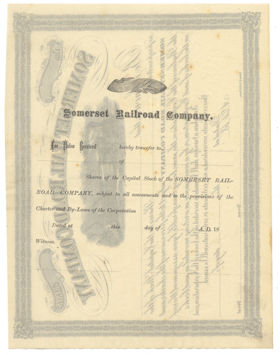 Somerset Rail Road Company Stock Certificate