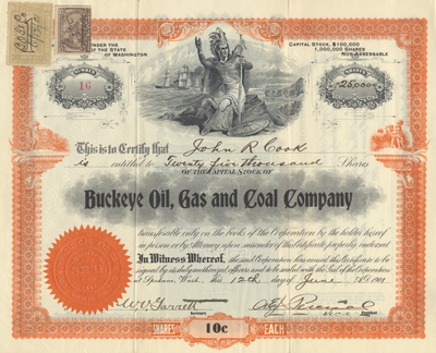 Buckeye Oil, Gas and Coal Company Stock Certificate