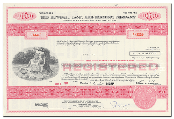 Newhall Land and Farming Company Bond Certificate