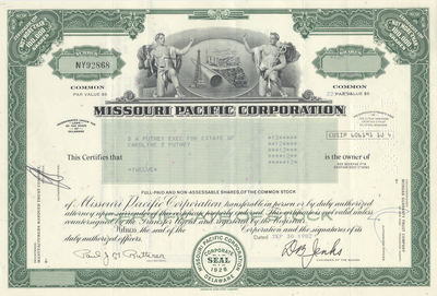 Missouri Pacific Corporation Stock Certificate