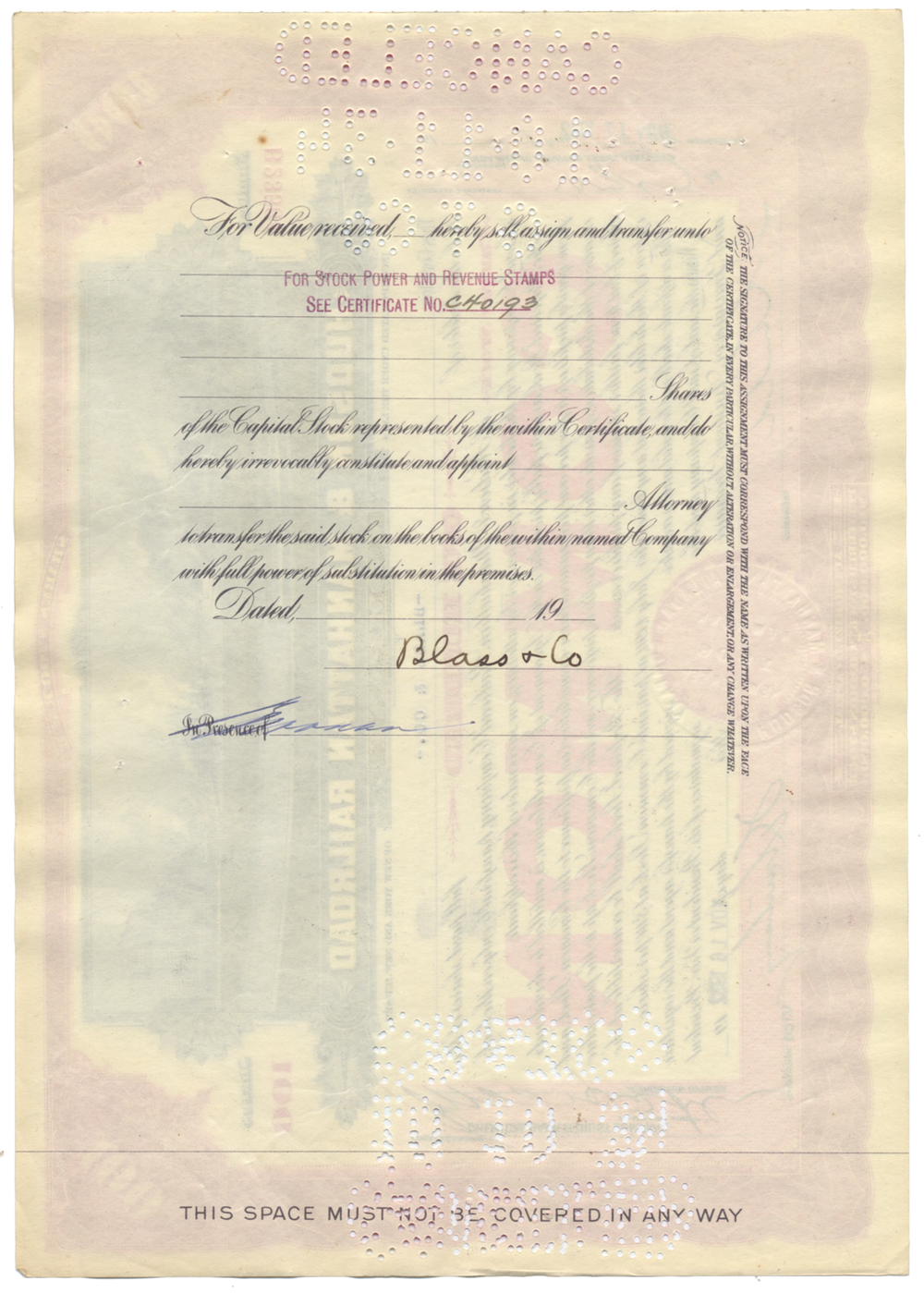 Hudson & Manhattan Railroad Company Stock Certificate