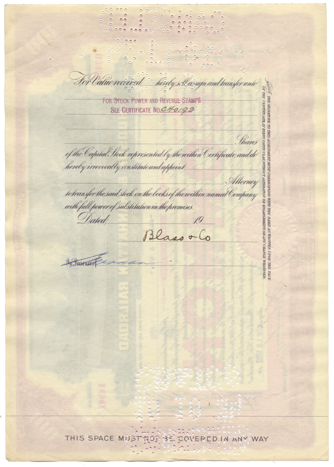 Hudson & Manhattan Railroad Company Stock Certificate