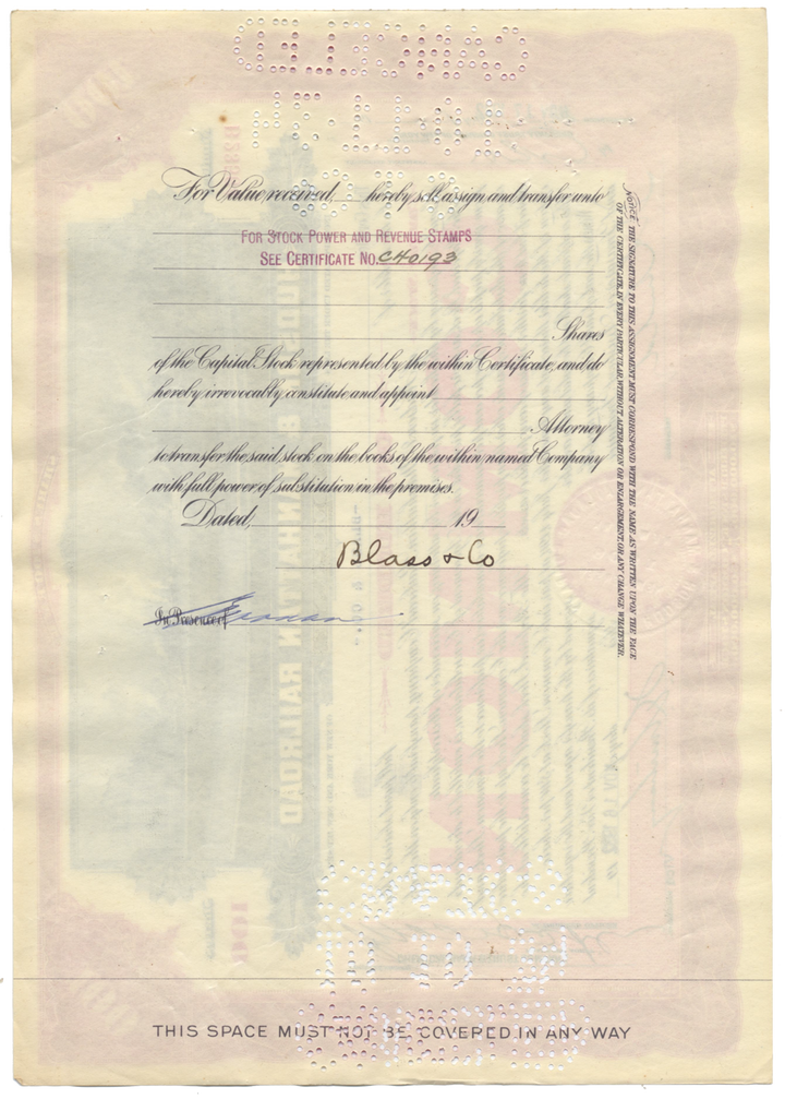 Hudson & Manhattan Railroad Company Stock Certificate