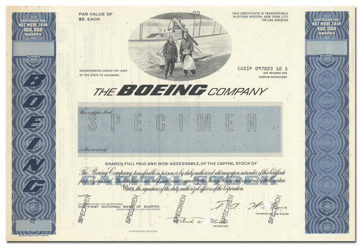 Boeing Company Specimen Stock Certificate