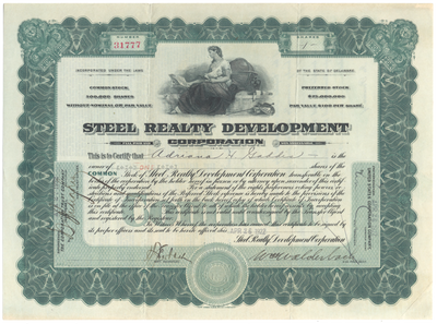 Steel Realty Development Corporation Stock Certificate