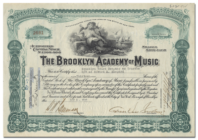 Brooklyn Academy of Music Stock Certificate