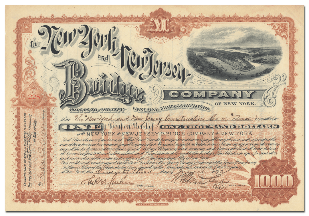 New York and New Jersey Bridge Company Stock Certificate