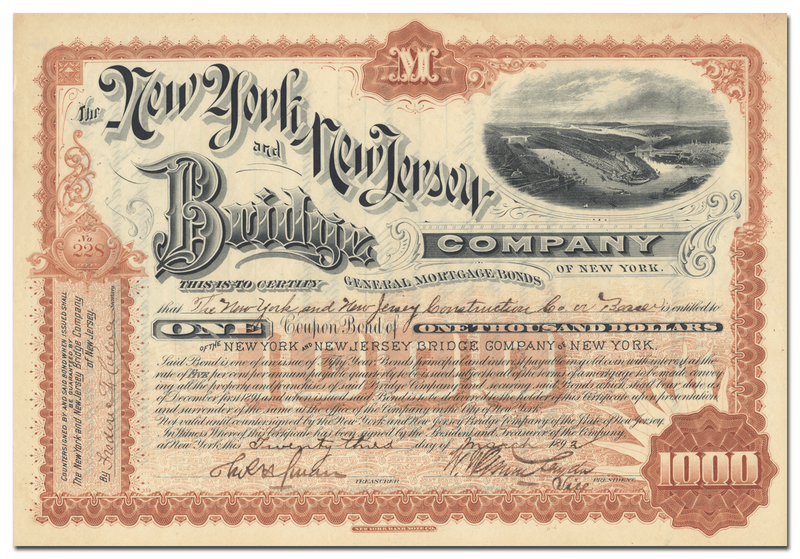 New York and New Jersey Bridge Company Stock Certificate