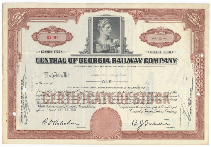 Central of Georgia Railway Company Stock Certificate