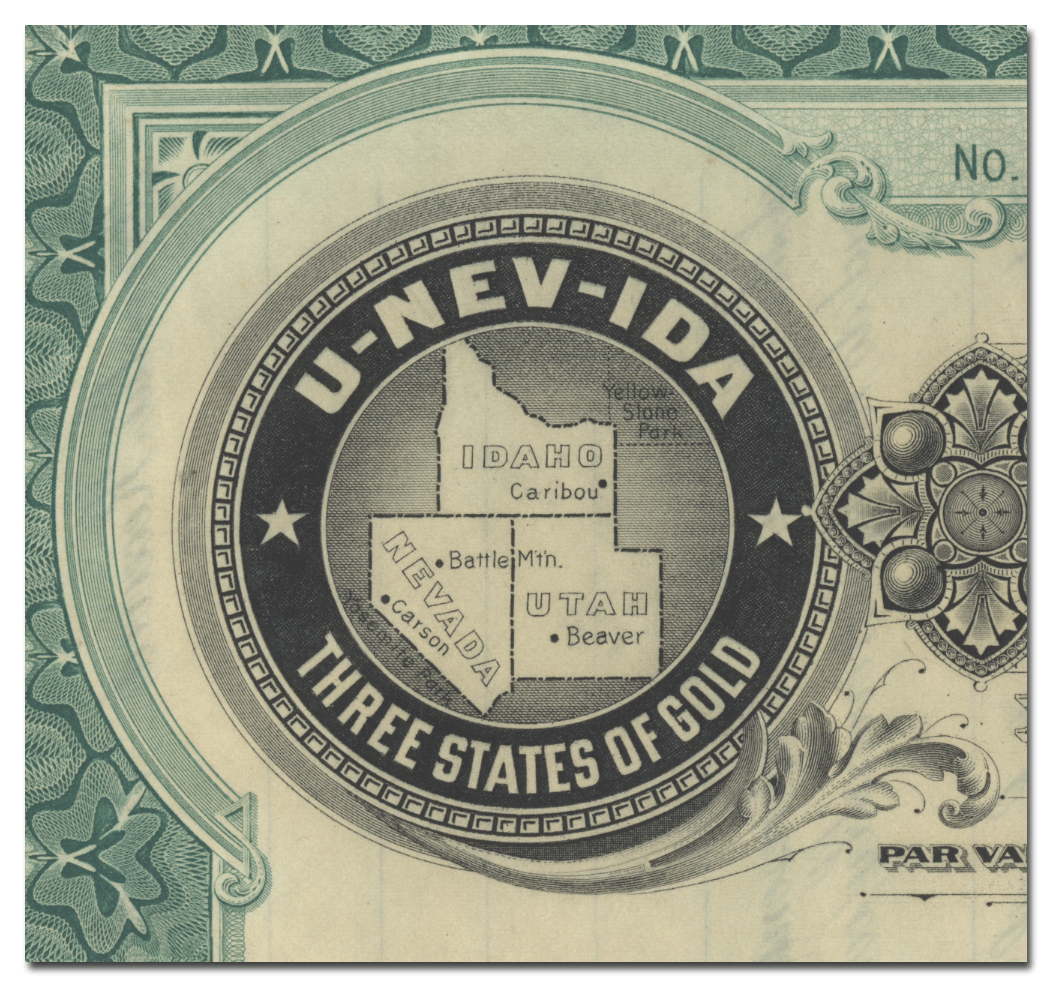 U-Nev-Ida Gold  Mining Company Stock Certificate