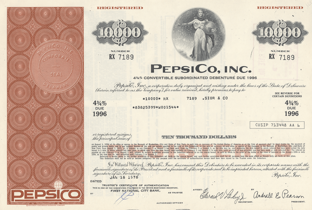 PepsiCo, Inc. Bond Certificate