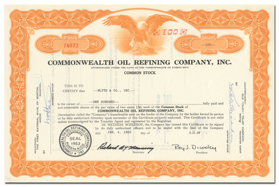 Commonwealth Oil Company, Inc. Stock Certificate
