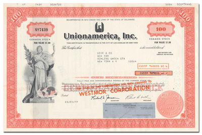 Unionamerica, Inc. Stock Certificate