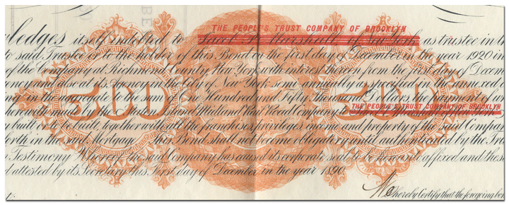 Staten Island Midland Railroad Company Bond Certificate