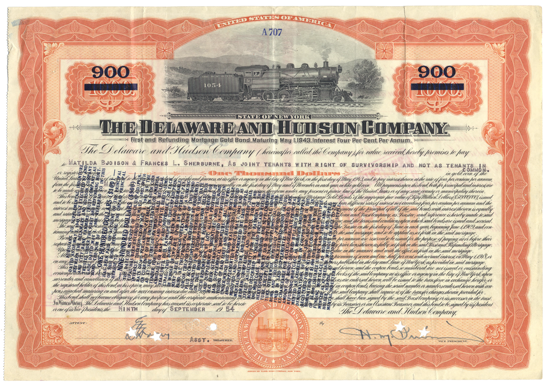 Delaware and Hudson Company Bond Certificate