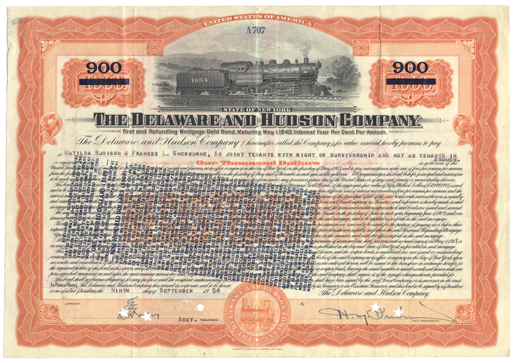 Delaware and Hudson Company Bond Certificate