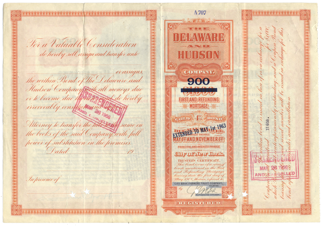 Delaware and Hudson Company Bond Certificate