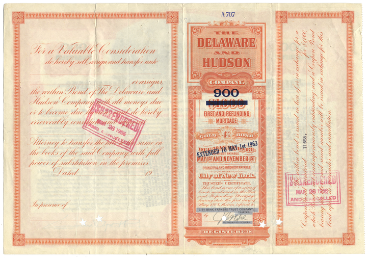 Delaware and Hudson Company Bond Certificate