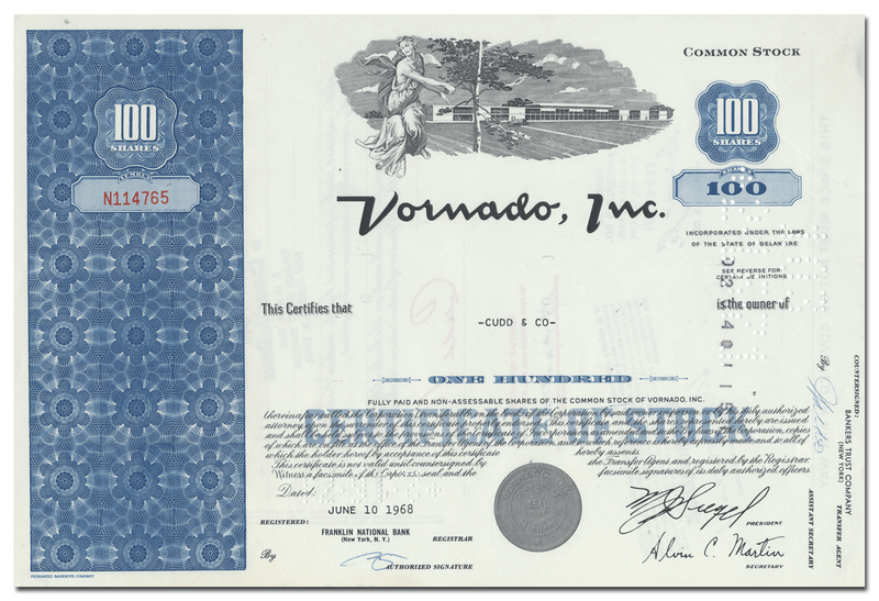 Vornado, Inc. Stock Certificate