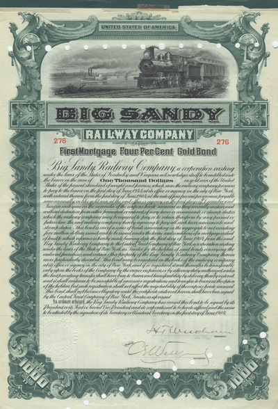 Big Sandy Railway Company Bond Certificate
