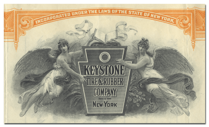 Keystone Tire and Rubber Company Stock Certificate