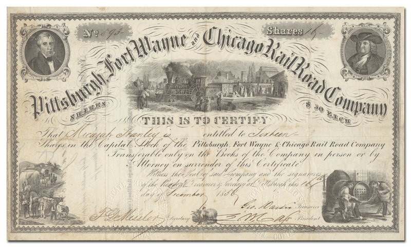 Pittsburgh, Fort Wayne and Chicago Rail Road Company Stock Certificate