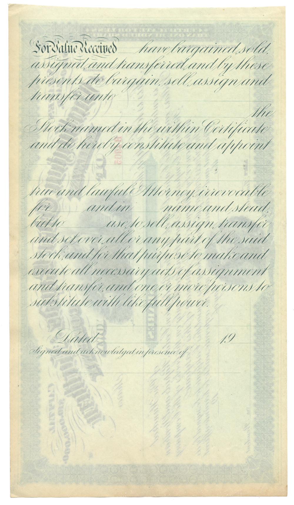 Burlington, Cedar Rapids and Northern Railway Company Stock Certificate