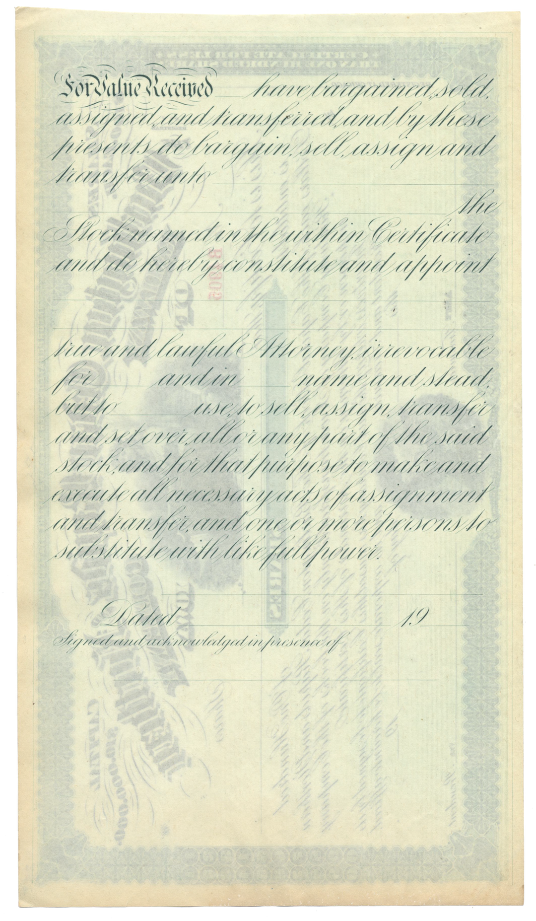 Burlington, Cedar Rapids and Northern Railway Company Stock Certificate