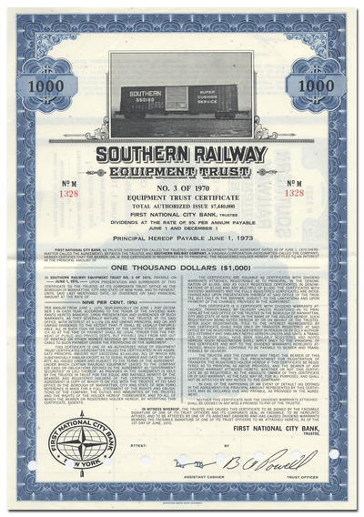 Southern Railway Company Bond Certificate