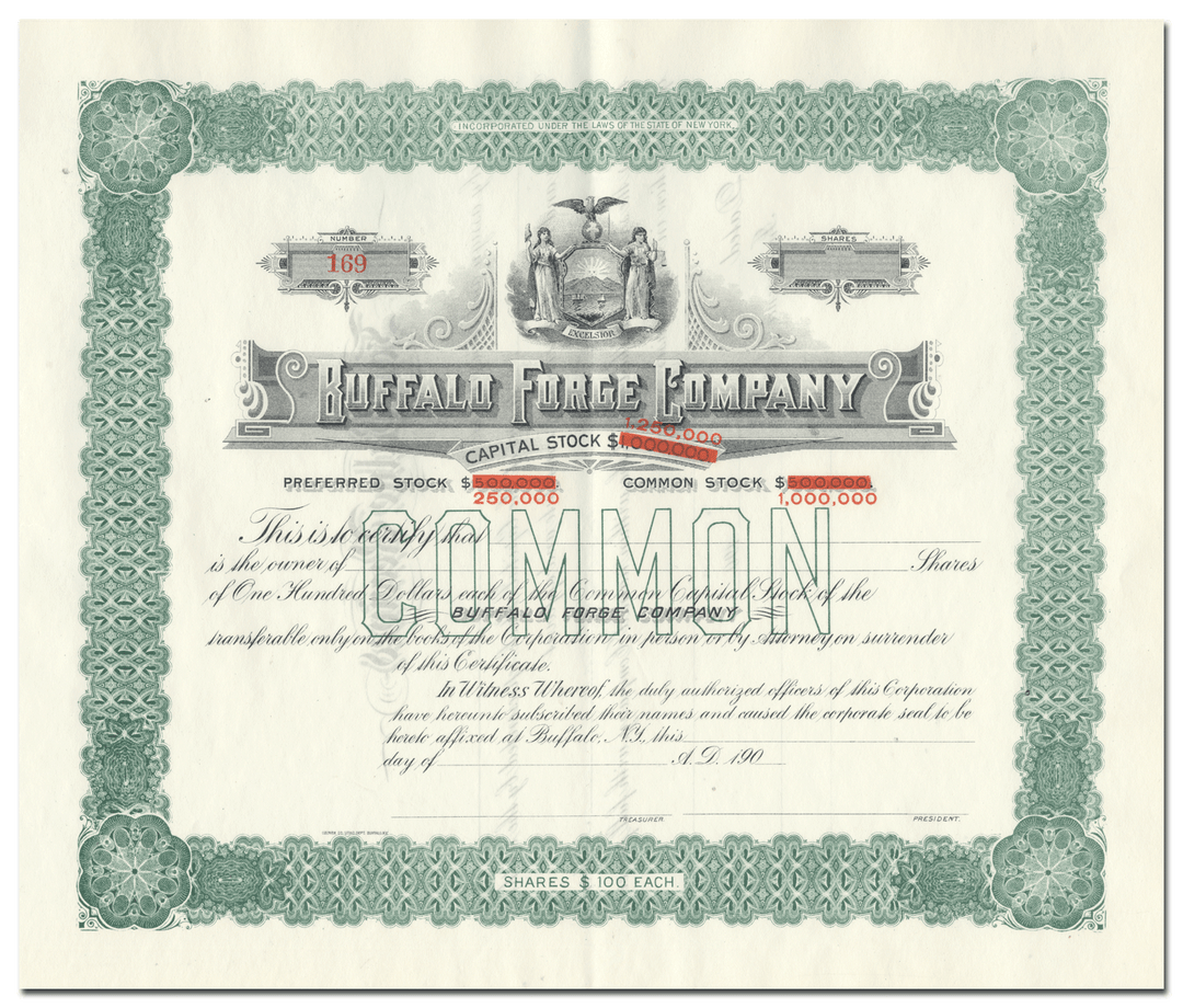 Buffalo Forge Company Stock Certificate