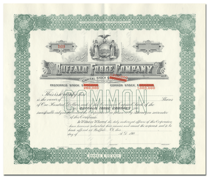 Buffalo Forge Company Stock Certificate