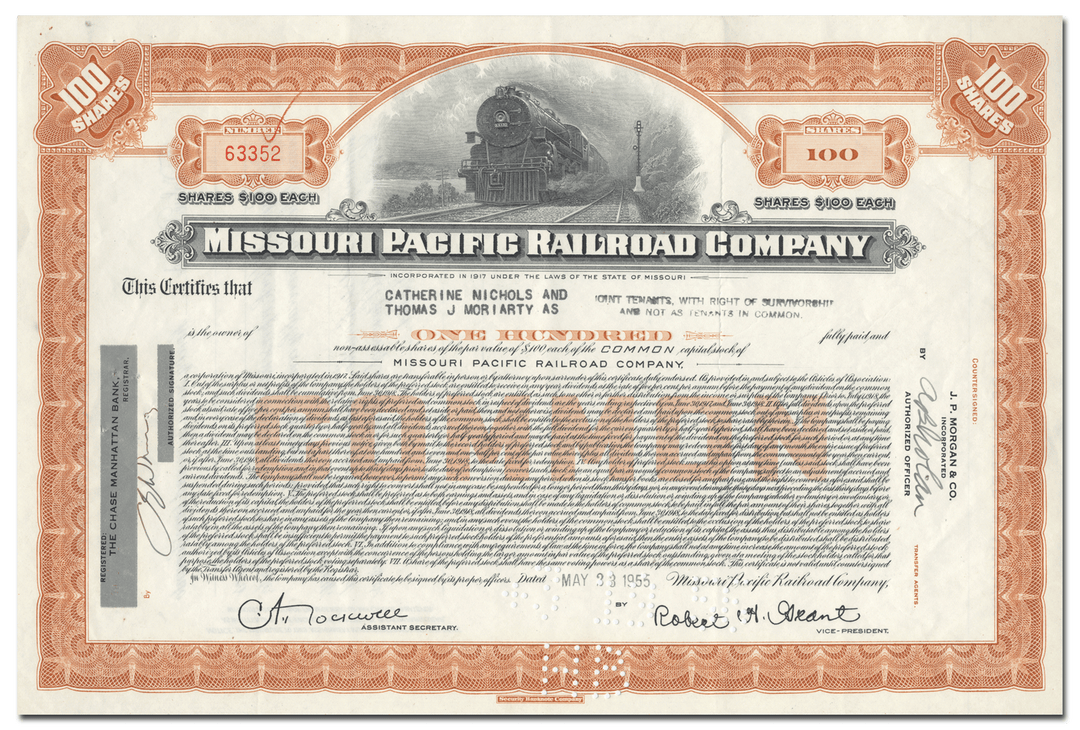 Missouri Pacific Railroad Company Stock Certificate