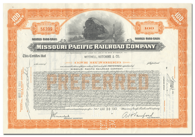 Missouri Pacific Railroad Company Stock Certificate